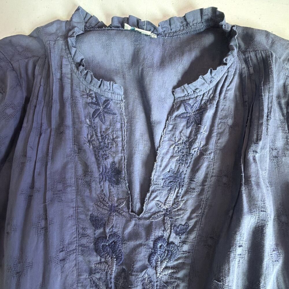 Sundance mini bohemian large Dress Blue lined vacation tiered embordered western - Picture 13 of 15